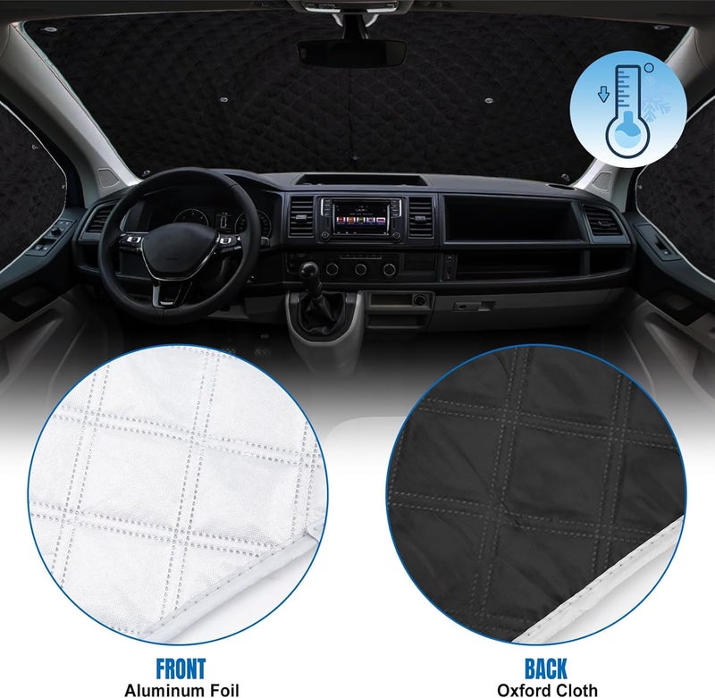 NIGOOLATA Internal Thermal Blind for VW T5 T6 - 8 Pcs Front Window Cover Sunshade Wrap - Image 4