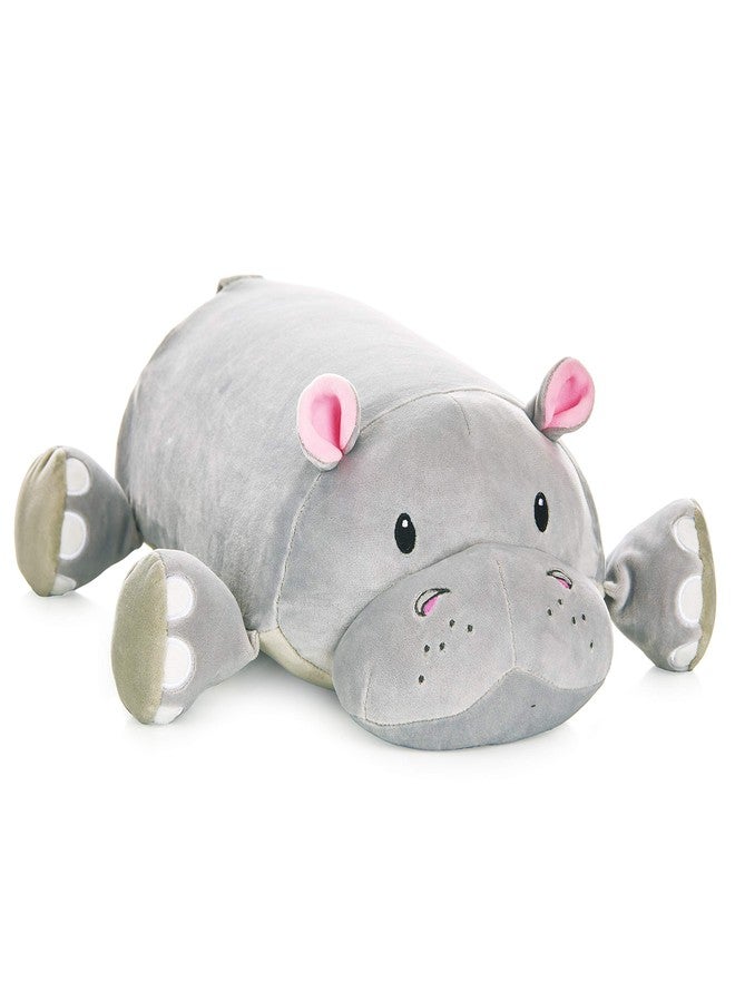 MEMORY MATES Gloria The Hippo Memory Foam Pillow Plush with Kid's Diary That Stores in Belly Pocket, 15” Stuffed Animal, 6" Journal - Image 1