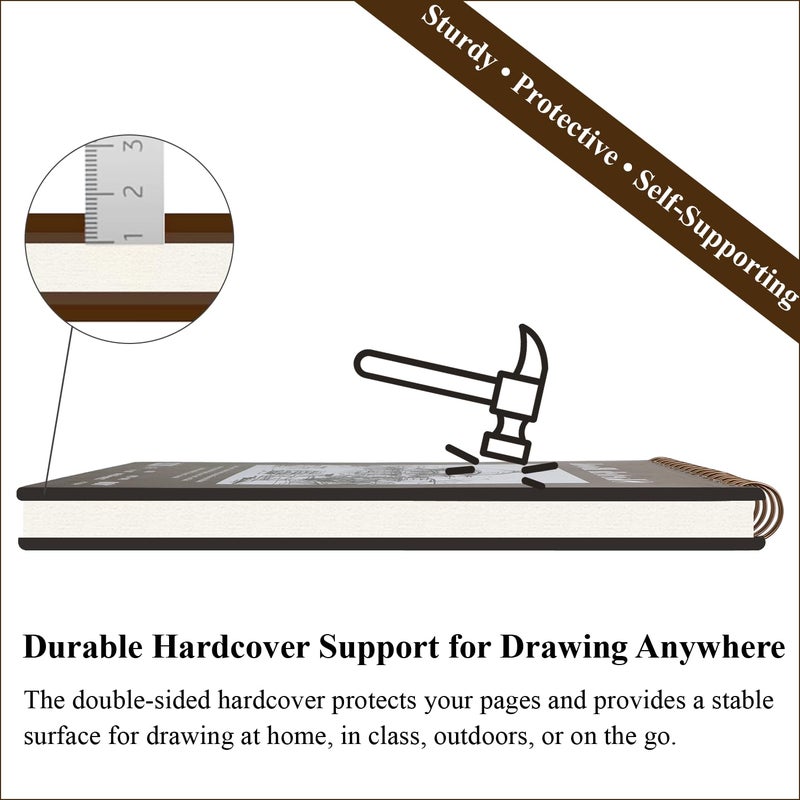 Fuxi Sketchbook 8.5x11, 100 Sheets Hard Cover Sketch Book 8.5" x 11", 68 lb/100gsm Drawing Pad Paper, Spiral Sketch Pad 8.5" x 11", Blank Sketchbook for Art Class, Artist Supplies for Adults - Image 5