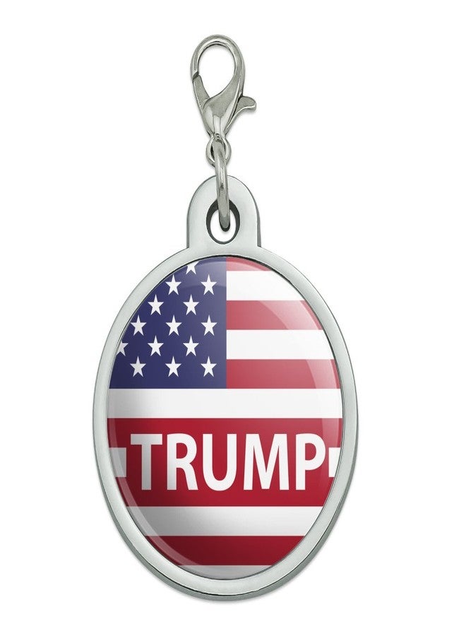 GRAPHICS & MORE President Trump American Flag Chrome Plated Metal Pet Dog Cat ID Tag - Large - Image 1