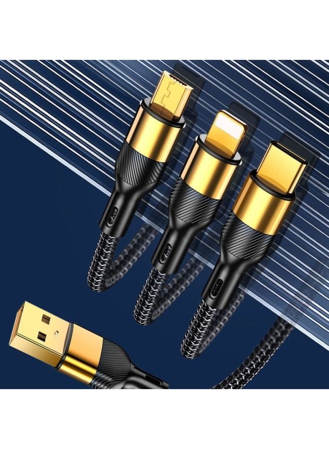 Data Cable Fast Charging Three-in-one One-to-three Charging Cable Is Suitable For Apple Huawei Android Typec Interface-Color:Black  Speed Up 900%-2m - Image 5