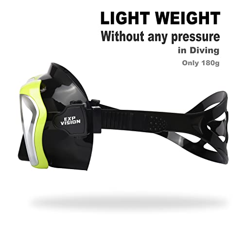 EXP VISION Scuba Diving Mask Anti-Fog Panoramic Snorkel Goggles, Adult Mirror Swim Mask Single Lens Swim Goggles wIith Nose Cover for Diving, Snorkeling, Swimming (Yellow) - Image 5