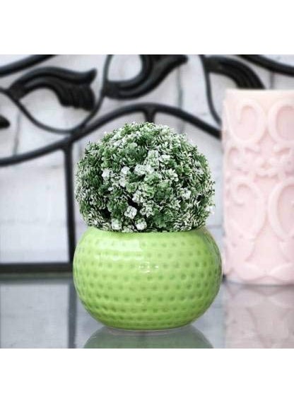 SUPER MARCHE SUPER MARCHE Ball IndoorOutdoor Decoration Lush Artificial Plant Green Grass Ball 7x7 Inches Wild White Variant 18x18 cm Perfect for Stylish Dcor AnywhereWhite  - Image 1