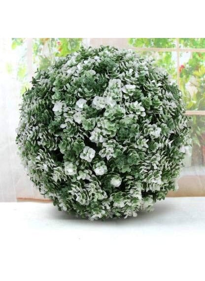 SUPER MARCHE SUPER MARCHE Ball IndoorOutdoor Decoration Lush Artificial Plant Green Grass Ball 7x7 Inches Wild White Variant 18x18 cm Perfect for Stylish Dcor AnywhereWhite  - Image 3