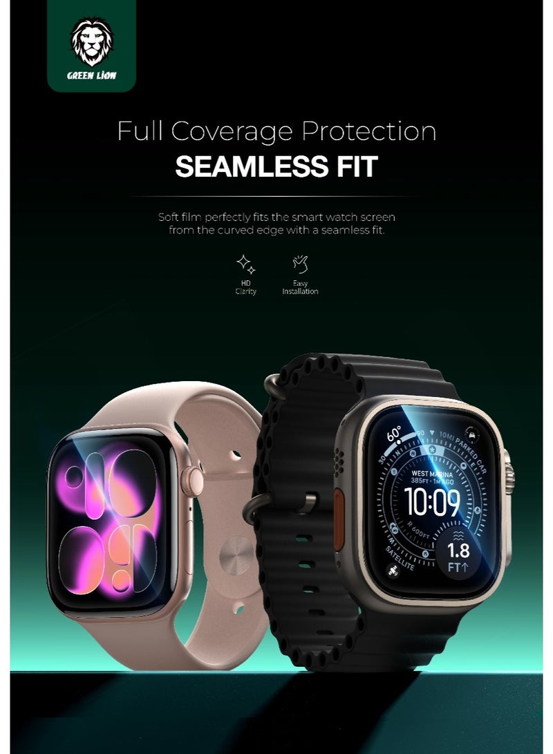 جرين ليون واقي شاشة ثلاثي الأبعاد Ultra 3 لساعة Apple Watch مقاس 49 مم / وضوح عالي / مضاد للخدش / صلابة 9H / حماية كاملة / مضاد لبصمات الأصابع - شفاف - Image 1