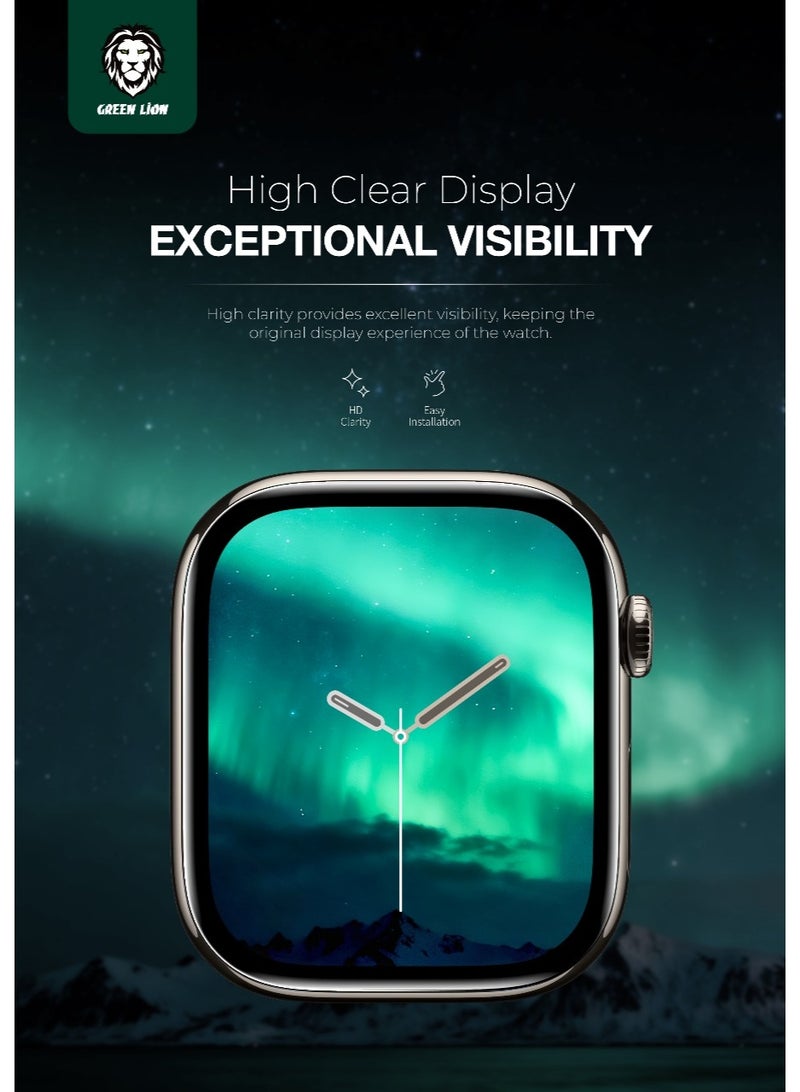 جرين ليون واقي شاشة ثلاثي الأبعاد Ultra 3 لساعة Apple Watch مقاس 49 مم / وضوح عالي / مضاد للخدش / صلابة 9H / حماية كاملة / مضاد لبصمات الأصابع - شفاف - Image 2