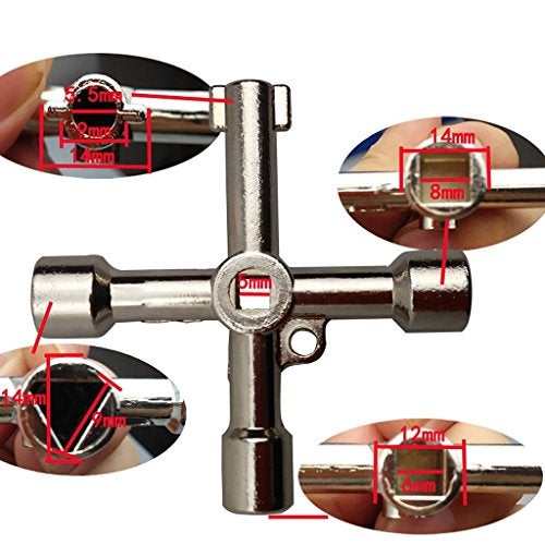 Lethend 4 in 1 Universal Cross Triangle/Square/Round Key, 4 Ways Multifunction Alloy Key Wrench for Train Electrical Elevator Cabinet Valve (4 in 1 Key) - Image 4