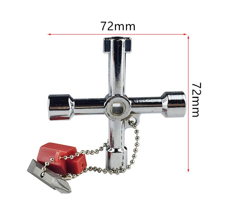 Lethend 4 in 1 Universal Cross Triangle/Square/Round Key, 4 Ways Multifunction Alloy Key Wrench for Train Electrical Elevator Cabinet Valve (4 in 1 Key) - Image 5