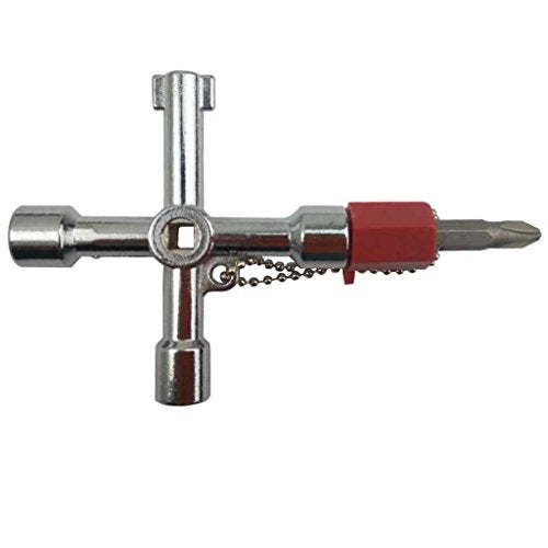 Lethend 4 in 1 Universal Cross Triangle/Square/Round Key, 4 Ways Multifunction Alloy Key Wrench for Train Electrical Elevator Cabinet Valve (4 in 1 Key) - Image 2