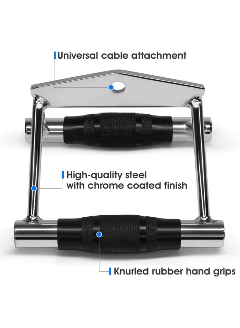 Sky Land Double D Row Handle Cable Attachment - Non-Slip Rubber Hand Grips V Bar, Lat Pull Down Attachment, Ideal for Weight Workout & Gym Exercises  - Image 2