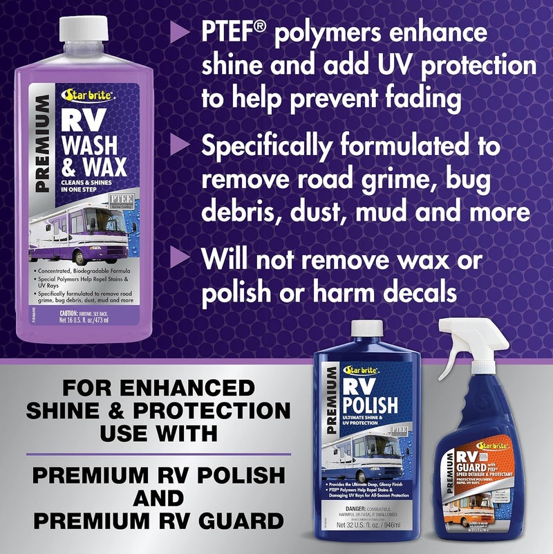 Star Brite غسيل وشمع RV - منظف مركز بخطوة واحدة، حماية من الأشعة فوق البنفسجية - مثالي لتنظيف RV، وكامبر - 16 أونصة (071516P) - Image 2