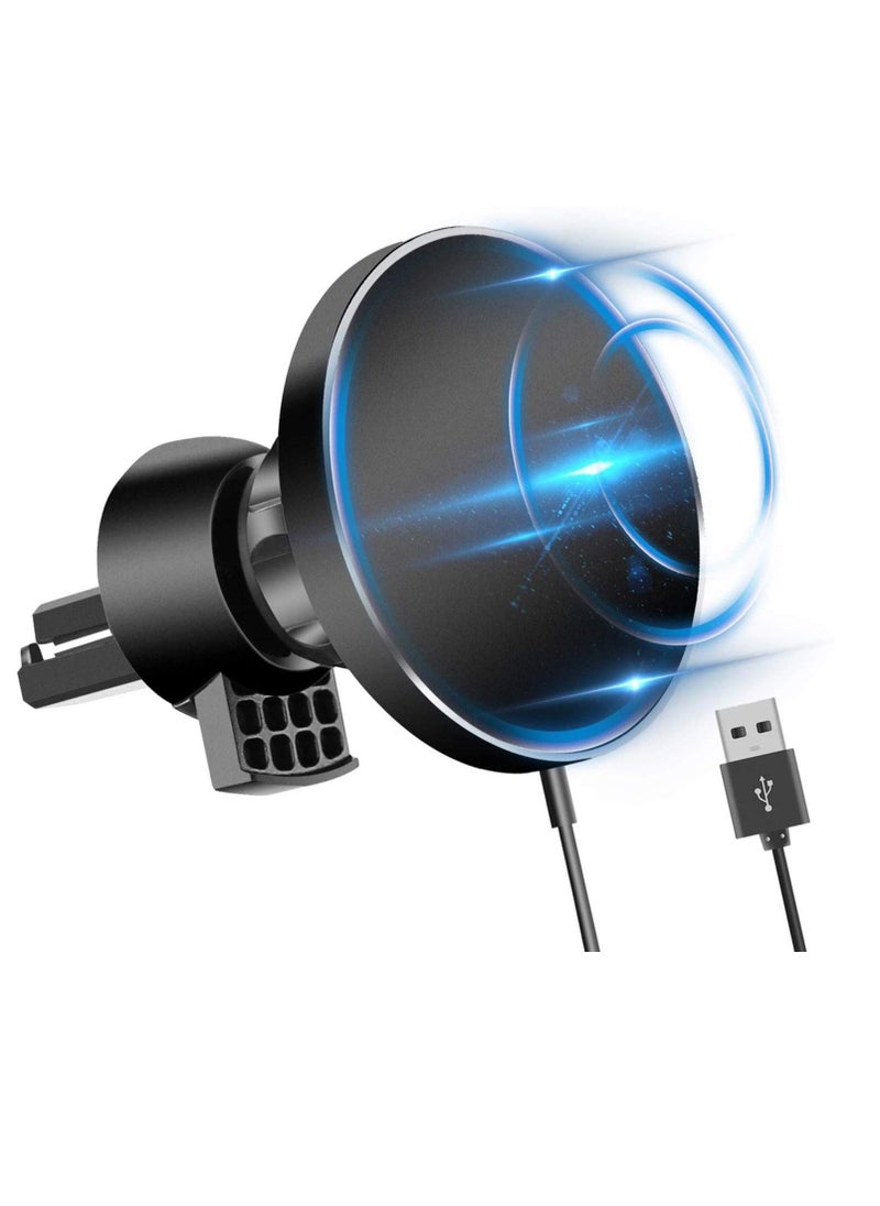 Y&D 15W Magnetic Wireless Car Charger, Fast QI Charging Auto-Clamping, Phone Holder Mount with Mag-Safe Case Secure Air Vent Clamp Compatible for iPhone 12/12 Pro  - Image 1