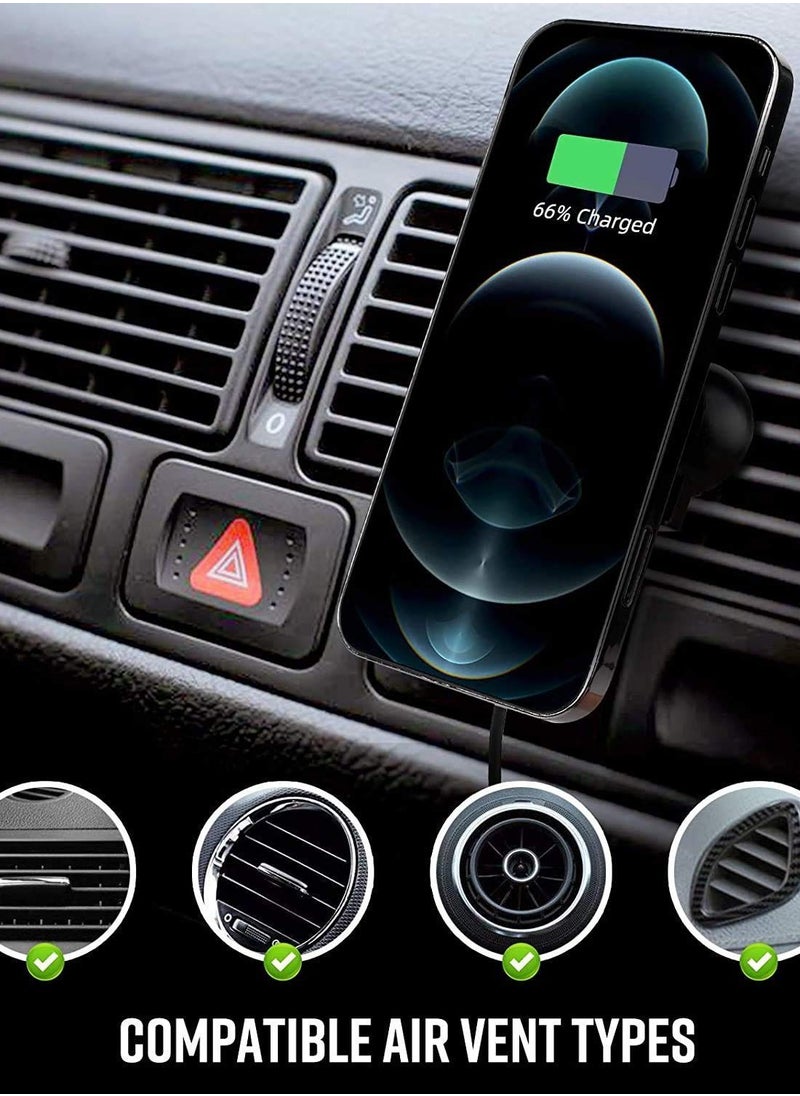 Y&D 15W Magnetic Wireless Car Charger, Fast QI Charging Auto-Clamping, Phone Holder Mount with Mag-Safe Case Secure Air Vent Clamp Compatible for iPhone 12/12 Pro  - Image 4