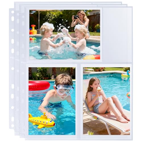 Zofly 30 Pack 4x6 Photo Album Refill Pages for 3 Ring Binder,Ultra-Clear Photo Sleeves Holding 180 Pictures, Double-Sided 3 Pockets Photo Pages with Memo Slot,Photo Sheet Protector for Photos and Postcards - Image 1