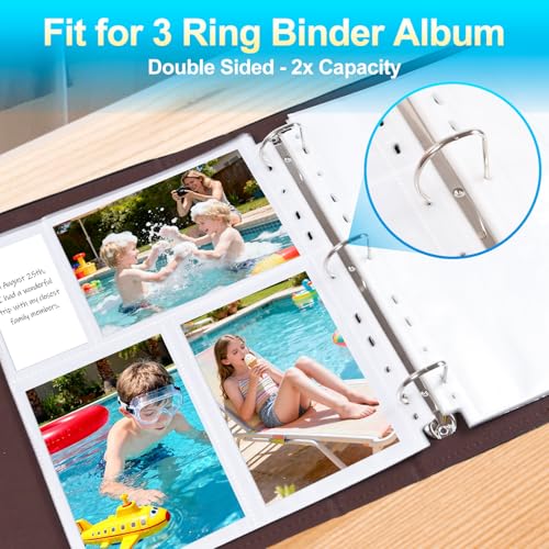 Zofly 30 Pack 4x6 Photo Album Refill Pages for 3 Ring Binder,Ultra-Clear Photo Sleeves Holding 180 Pictures, Double-Sided 3 Pockets Photo Pages with Memo Slot,Photo Sheet Protector for Photos and Postcards - Image 4