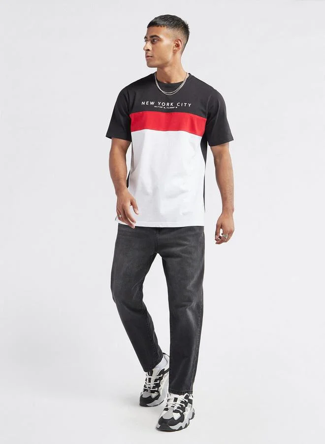 Splash FAV Colourblock T-shirt with Crew Neck and Short Sleeves