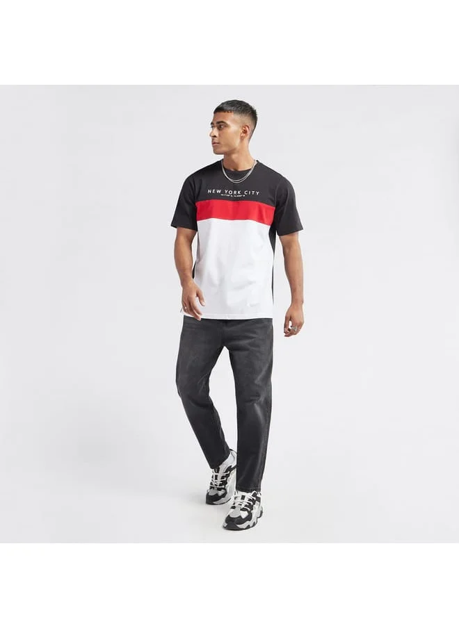 FAV Colourblock T-shirt with Crew Neck and Short Sleeves