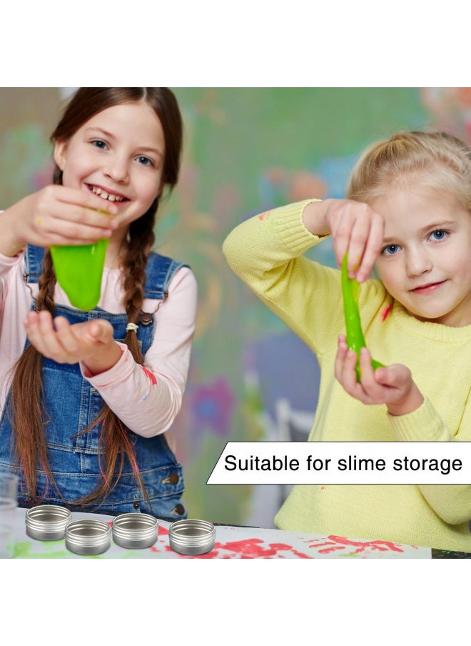 1/2 oz Metal Tins with Lids Mini Tin Containers Aluminum Small Round Tin Cans Silver Screw Top(24 Pack)