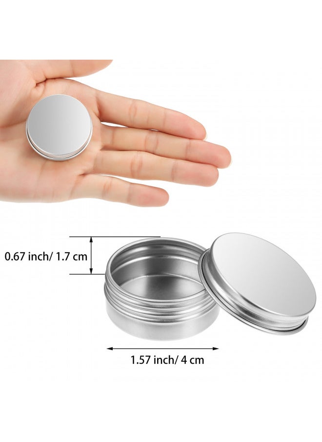 1/2 oz Metal Tins with Lids Mini Tin Containers Aluminum Small Round Tin Cans Silver Screw Top(24 Pack)