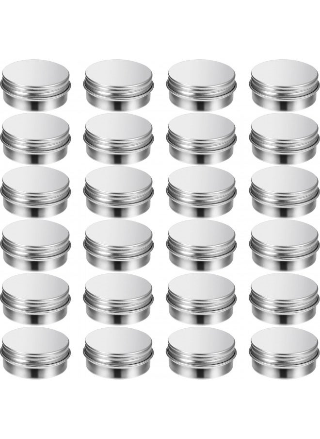 1/2 oz Metal Tins with Lids Mini Tin Containers Aluminum Small Round Tin Cans Silver Screw Top(24 Pack)