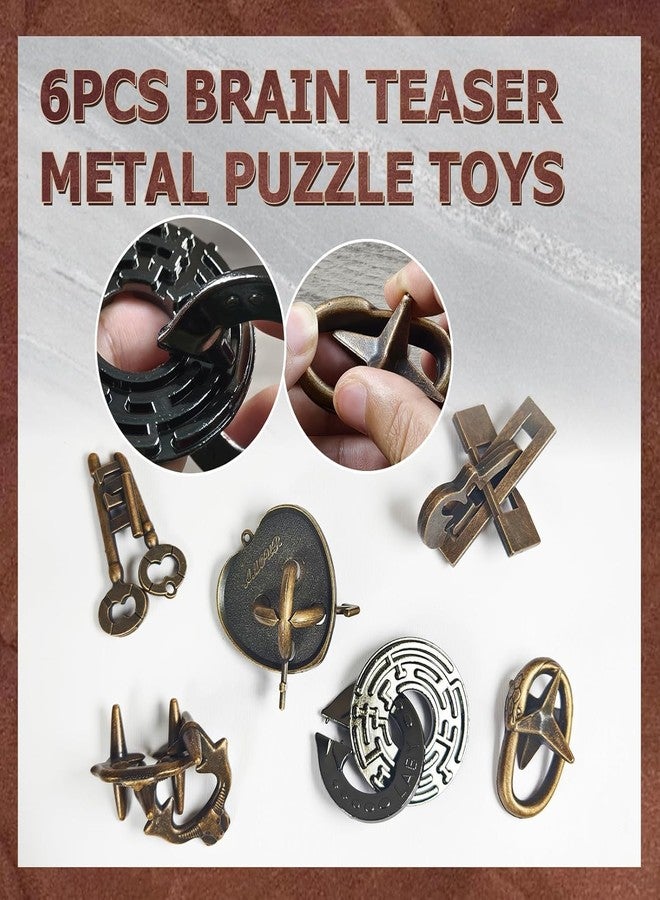 Vihaanta 6 Pcs Metal Puzzle, Metal Puzzles for Adults, Mind Test Unlock Toy, Interlock Challenge Puzzle Game Educational Toy Gift for Boys Girls Teens - Image 3