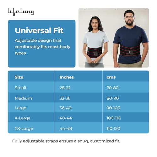 Lifelong Lumbar Sacral Belt | Universal Fit for Men & Women| Free Size - Back Support Brace for Pain Relief | Posture Correction & Lower Back Comfort | Adjustable Elastic Strap Waist Belt (LLOBS05) - Image 2