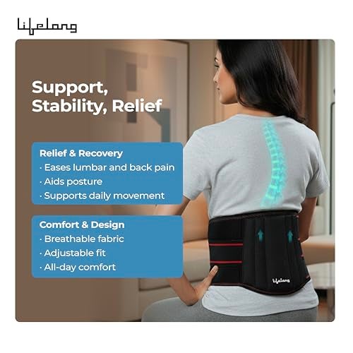 Lifelong Lumbar Sacral Belt | Universal Fit for Men & Women| Free Size - Back Support Brace for Pain Relief | Posture Correction & Lower Back Comfort | Adjustable Elastic Strap Waist Belt (LLOBS05) - Image 4