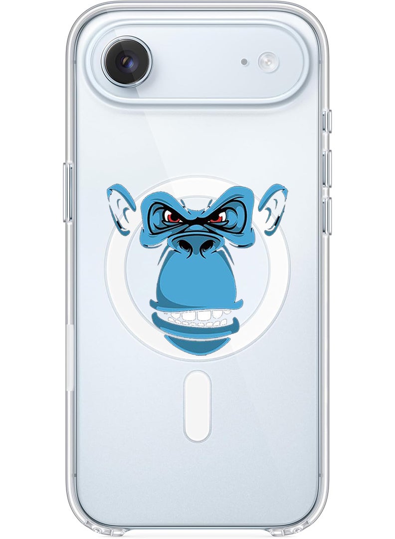 Theodor Magnetic Case for Apple iPhone 17 Air Compatible with MagSafe Wireless Charging, Shockproof Phone Bumper Cover - Blue monkey face - Image 1