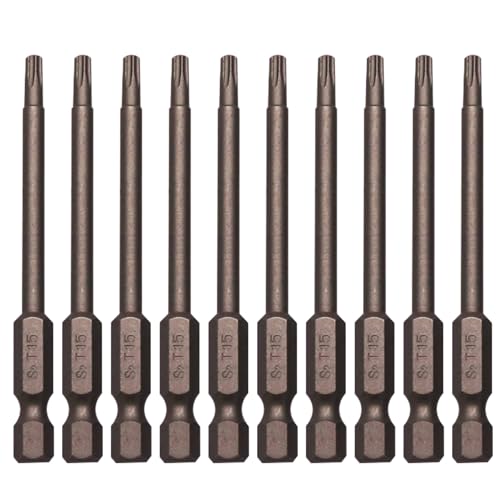 Sipery 10Pcs Magnetic Torx Head Screw Driver Bits 75mm/3inch Long 1/4inch Hex Shank Security Tamper Proof Magnetic Torx Bit (T15) - Image 1
