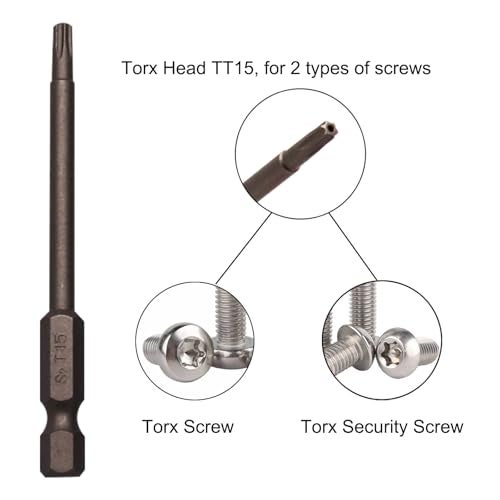 Sipery 10Pcs Magnetic Torx Head Screw Driver Bits 75mm/3inch Long 1/4inch Hex Shank Security Tamper Proof Magnetic Torx Bit (T15) - Image 2