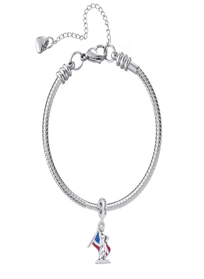 OutstandLong Vacation Travel American Flag Charm fit Pandora Bracelet York City Statue of Liberty Dangle Bead for Women - Image 5