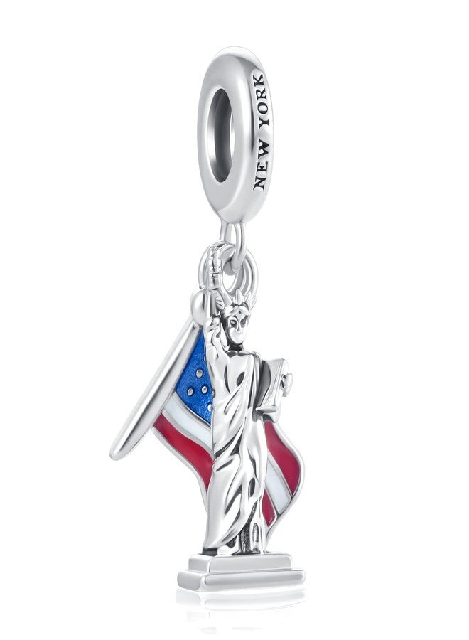 OutstandLong Vacation Travel American Flag Charm fit Pandora Bracelet York City Statue of Liberty Dangle Bead for Women - Image 1