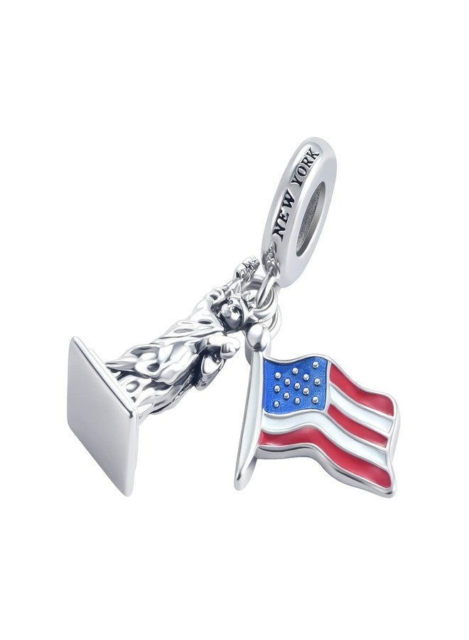 OutstandLong Vacation Travel American Flag Charm fit Pandora Bracelet York City Statue of Liberty Dangle Bead for Women - Image 2