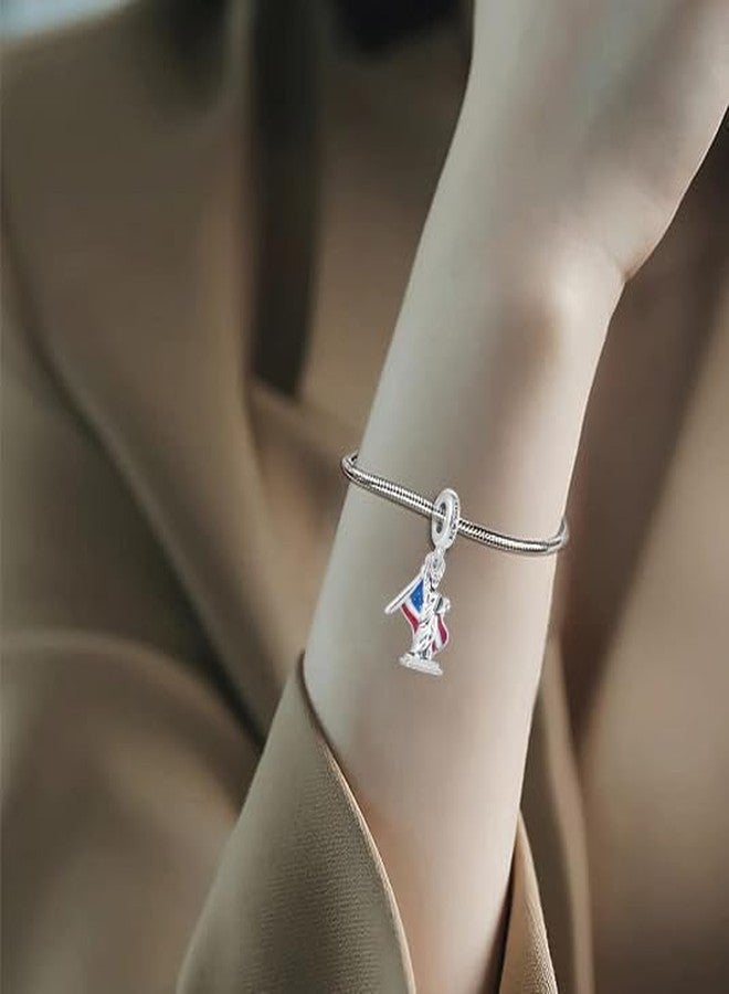 OutstandLong Vacation Travel American Flag Charm fit Pandora Bracelet York City Statue of Liberty Dangle Bead for Women - Image 3