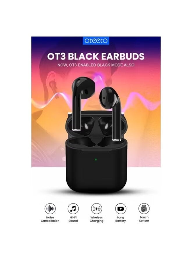 Oteeto OT3 Wireless Earbuds Noise Cancellation Bluetooth Earphones with Touch Control Hi-Fi Stereo Sound Built-in Microphone Fast Pairing Comfortable In-Ear Headphones for Smartphones Tablets and Laptops Black - Image 5