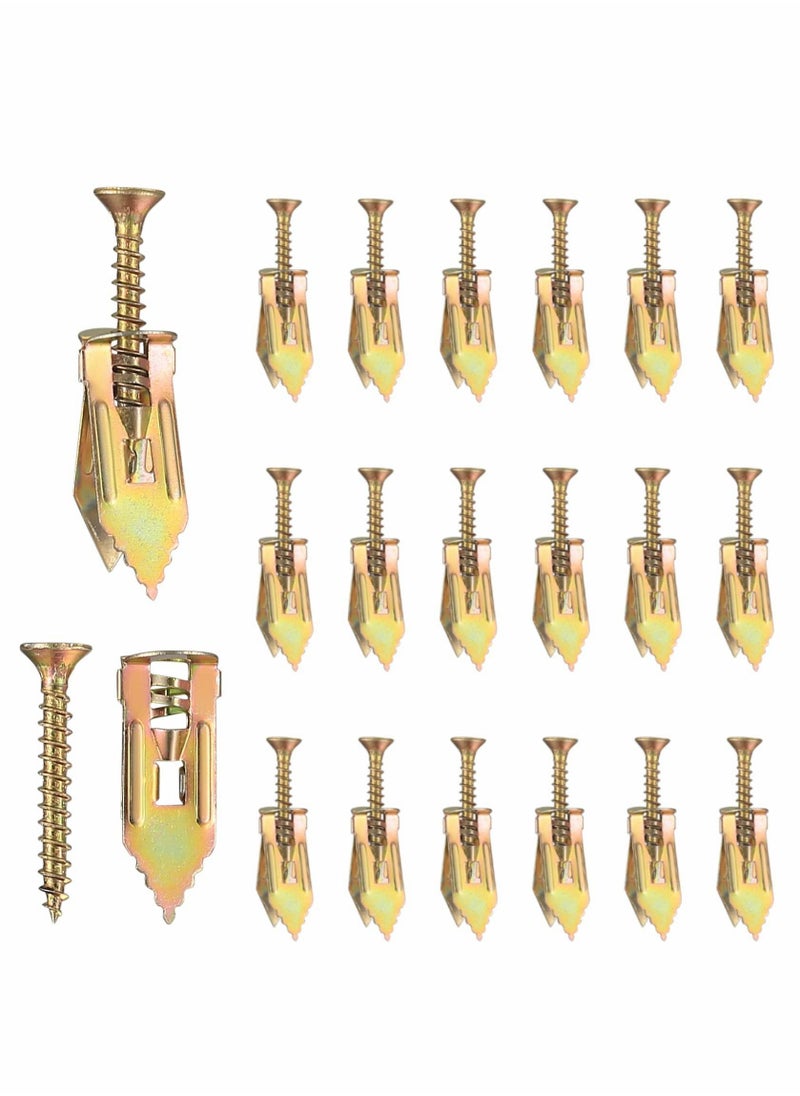 Y&D 30mm Knock-in Gypsum Board Expansion Screw, Ceiling Fixed Butterfly Plug Self-tapping Drywall Hollow Wall Anchors with Self Drilling Screws, 20 pcs  - Image 1