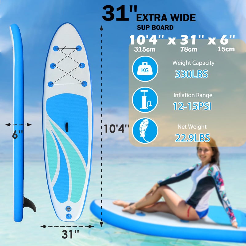 GONFLABLE Inflatable Stand Up Paddle Board for Adult All Skill Levels- 10'4" Ultra-Light SUP Paddleboard with Durable Non-Slip Deck and Paddle Board Accessories Fins, Adjustable Paddle, Pump, Backpack, Leash - Image 2