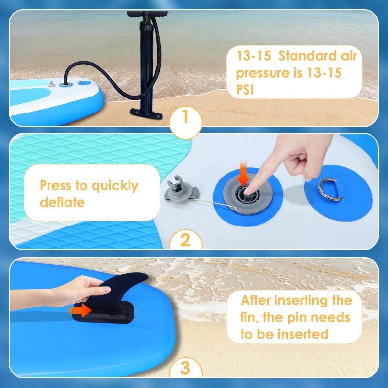 GONFLABLE Inflatable Stand Up Paddle Board for Adult All Skill Levels- 10'4" Ultra-Light SUP Paddleboard with Durable Non-Slip Deck and Paddle Board Accessories Fins, Adjustable Paddle, Pump, Backpack, Leash - Image 5