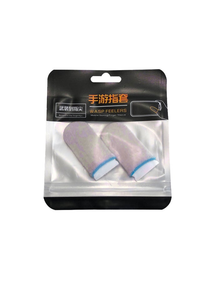 Ultra-thin Fiber Game Finger Sleeve Anti-slip For Mobile Touch Screen Gaming E-sports Pubg Finger Cover-Product Color:Glass Silver White Blue Edge (pay)  - Image 1