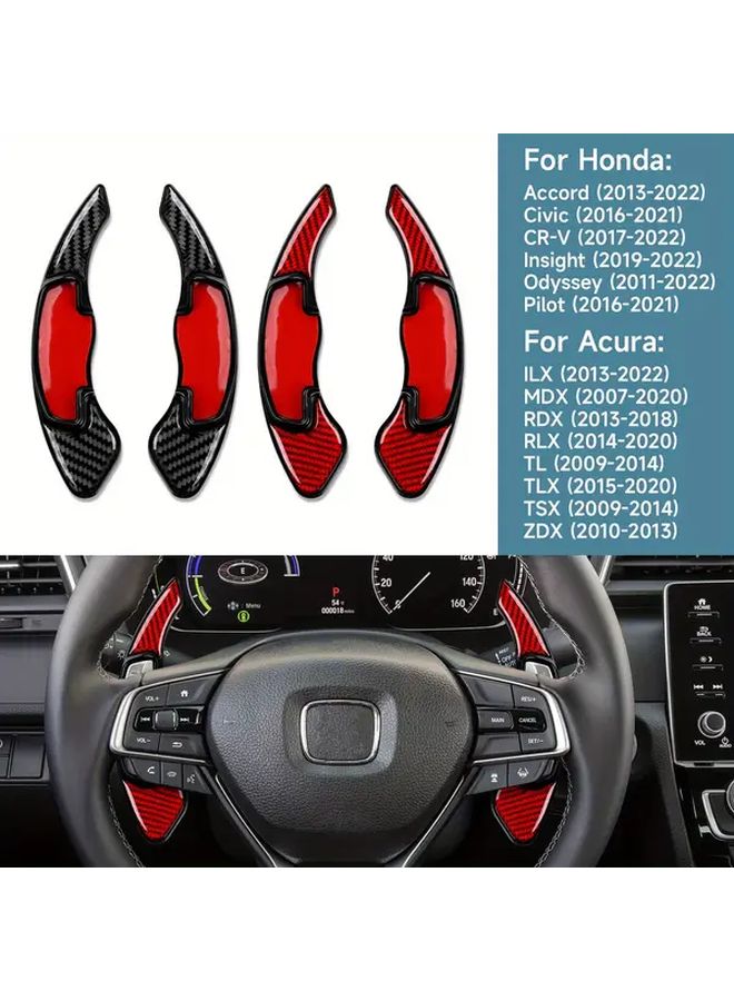 Car Steering Wheel Gear Shift Paddle Carbon Fiber Interior Trim Suitable For Honda Accord 2013 2022 10th Generation Civic Flyer CR V Insight Odyssey Acura ILX MDX RDX RLX TL TLX TSX ZDX Accessories Vehicle Interior Upgrade Premium Black - Image 1