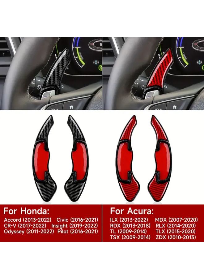 Car Steering Wheel Gear Shift Paddle Carbon Fiber Interior Trim Suitable For Honda Accord 2013 2022 10th Generation Civic Flyer CR V Insight Odyssey Acura ILX MDX RDX RLX TL TLX TSX ZDX Accessories Vehicle Interior Upgrade Premium Black - Image 3