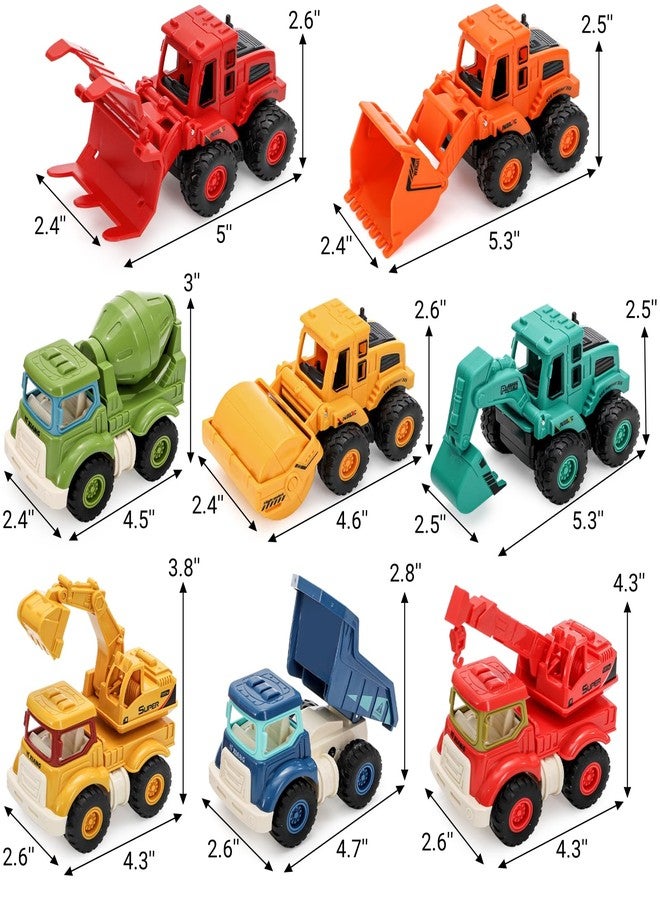 Nagpew 8 Pieces Construction Car Decor, Construction Vehicles, Truck, Excavator, Bulldozer, Mixer, Crane for Sandbox - Image 2