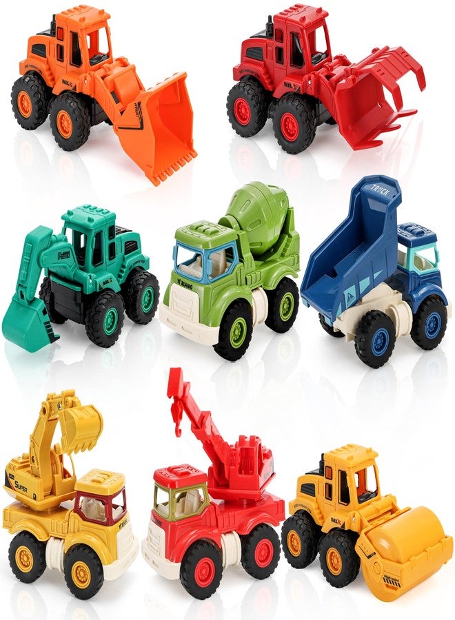 Nagpew 8 Pieces Construction Car Decor, Construction Vehicles, Truck, Excavator, Bulldozer, Mixer, Crane for Sandbox - Image 1