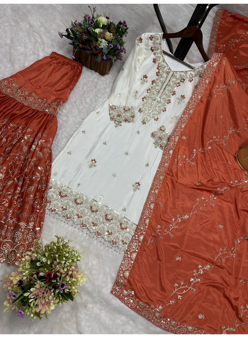 Super Asian Luxury Sharara Set with Heavy Embroidery, Sequence & Stone Handwork – Elegant Festive Wear - Image 3