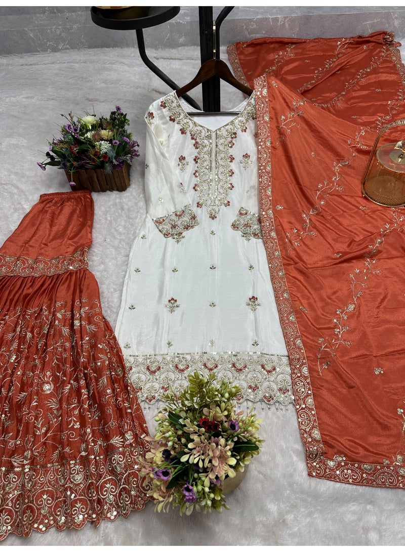 Super Asian Luxury Sharara Set with Heavy Embroidery, Sequence & Stone Handwork – Elegant Festive Wear - Image 1