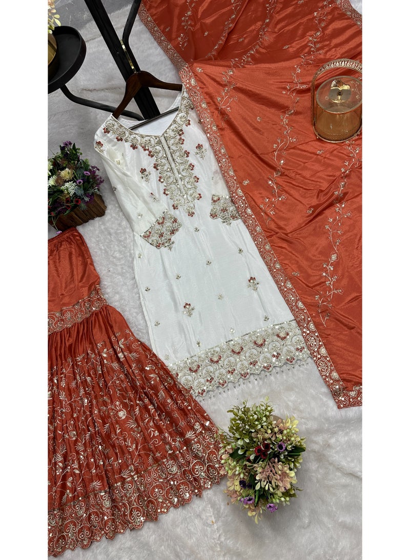 Super Asian Luxury Sharara Set with Heavy Embroidery, Sequence & Stone Handwork – Elegant Festive Wear - Image 4