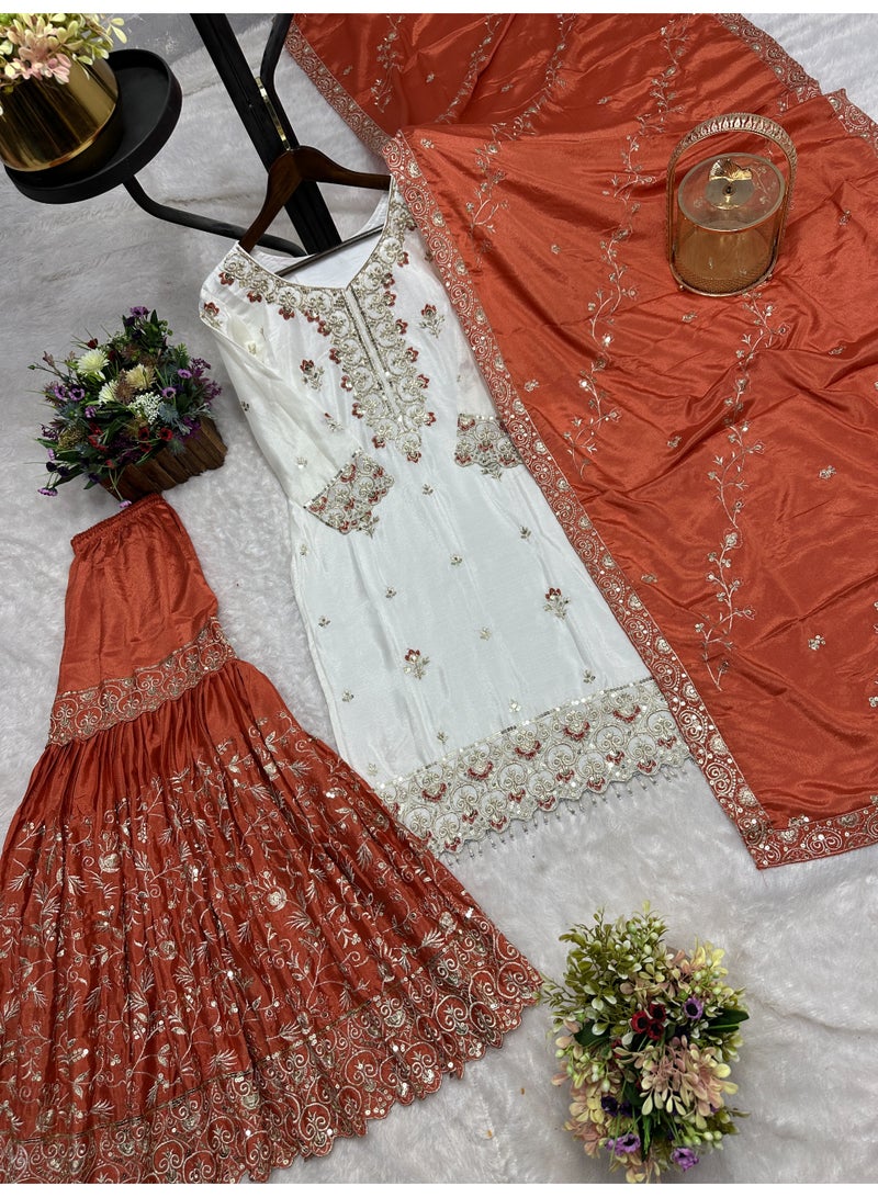 Super Asian Luxury Sharara Set with Heavy Embroidery, Sequence & Stone Handwork – Elegant Festive Wear - Image 2