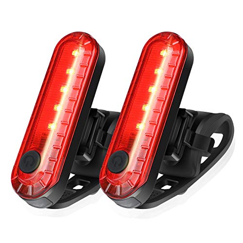 Ascher USB Rechargeable LED Bike Tail Lights 2 Pack, Bright Bicycle Cycling Rear Light, 4 Light Mode Options Safety Bike Light for Adults Men Women Road Mountain(2 USB Cables Included) - Image 1