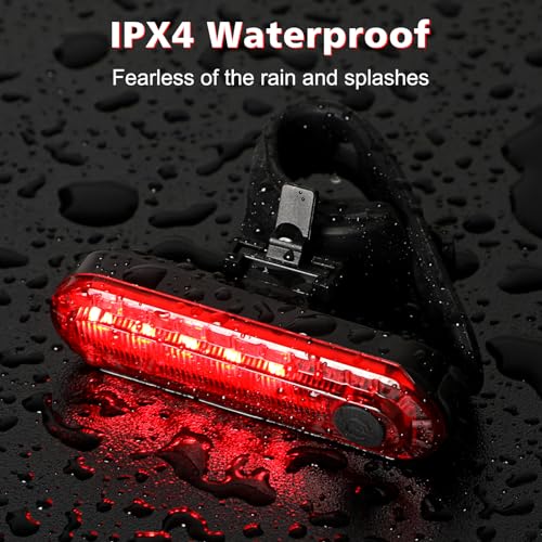 Ascher USB Rechargeable LED Bike Tail Lights 2 Pack, Bright Bicycle Cycling Rear Light, 4 Light Mode Options Safety Bike Light for Adults Men Women Road Mountain(2 USB Cables Included) - Image 5