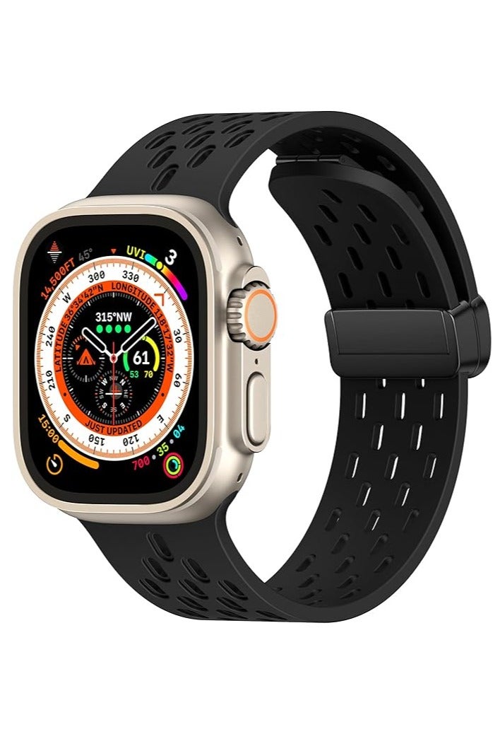 Magnetic Bands for Apple Watch Band 49mm 45mm 44mm 46mm, for Women Men, Soft Silicone Magnetic Buckle Breathable Sport Watch Strap for iWatch Series SE2 SE 9 8 7 6 5 4 3 2 1 Ultra 2/Ultra - Image 1